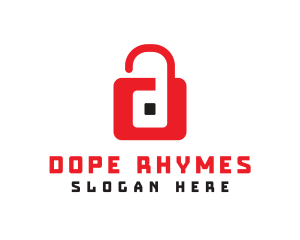 Red D Padlock logo design