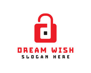 Red D Padlock logo design