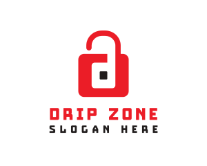 Red D Padlock logo design