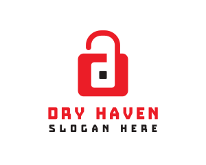 Red D Padlock logo design