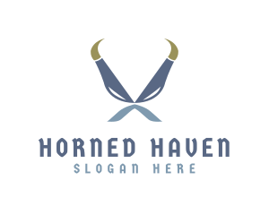 Norse Horns Mustache logo design