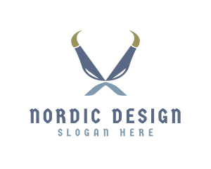 Norse Horns Mustache logo design