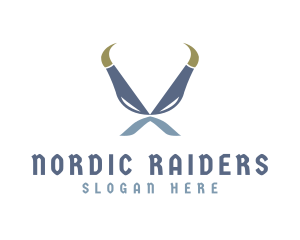 Norse Horns Mustache logo design