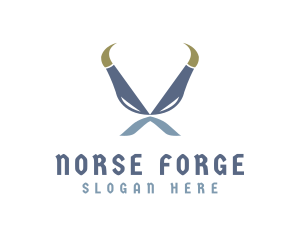 Norse Horns Mustache logo design