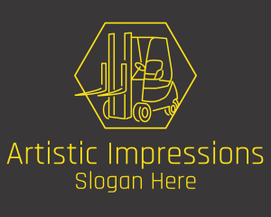 Yellow Forklift Truck logo design