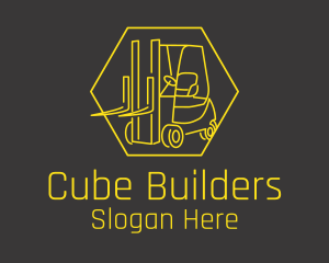 Yellow Forklift Truck logo design