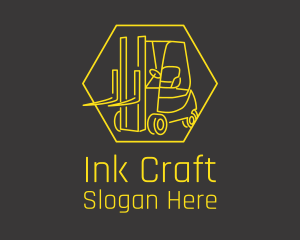 Yellow Forklift Truck logo design