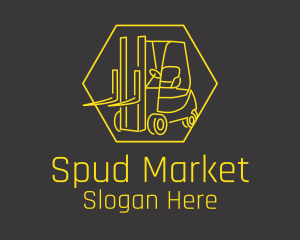 Yellow Forklift Truck logo design