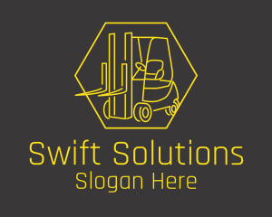 Yellow Forklift Truck logo design