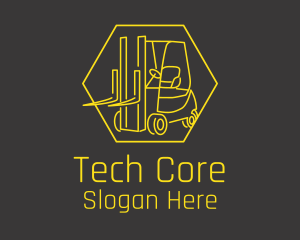 Yellow Forklift Truck logo design