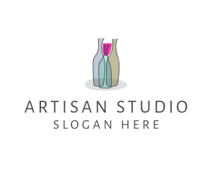 Glass Wine Bottle logo design