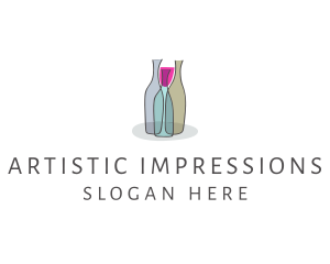 Glass Wine Bottle logo design