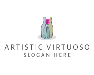 Glass Wine Bottle logo design