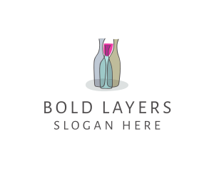 Glass Wine Bottle logo design