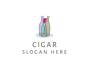 Glass Wine Bottle logo design