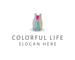 Glass Wine Bottle logo design