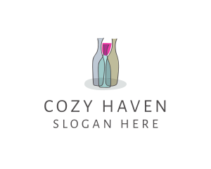 Glass Wine Bottle logo design