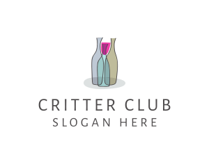 Glass Wine Bottle logo design