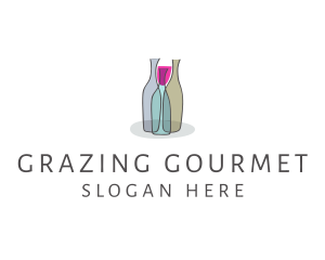 Glass Wine Bottle logo design