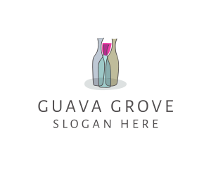 Glass Wine Bottle logo design