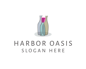 Glass Wine Bottle logo design