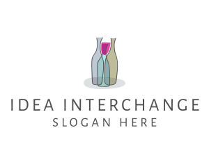 Glass Wine Bottle logo design