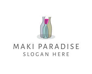 Glass Wine Bottle logo design