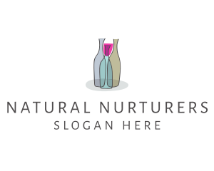 Glass Wine Bottle logo design