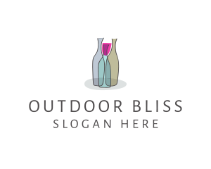 Glass Wine Bottle logo design