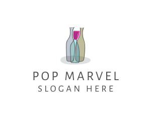 Glass Wine Bottle logo design