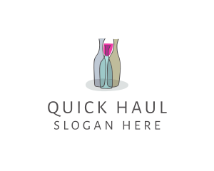 Glass Wine Bottle logo design