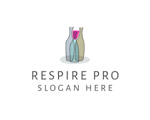 Glass Wine Bottle logo design