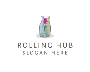 Glass Wine Bottle logo design