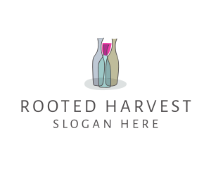 Glass Wine Bottle logo design