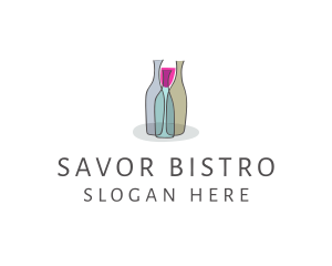 Glass Wine Bottle logo design