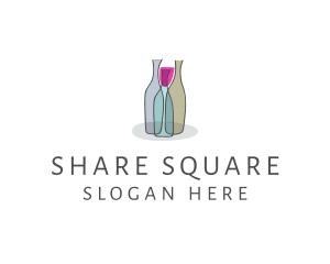 Glass Wine Bottle logo design