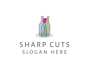 Glass Wine Bottle logo design