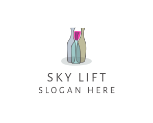 Glass Wine Bottle logo design