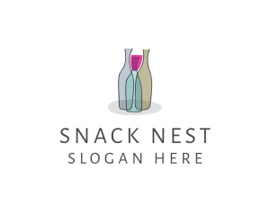 Glass Wine Bottle logo design