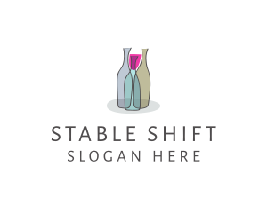 Glass Wine Bottle logo design