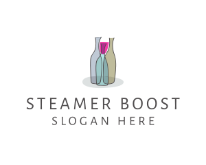 Glass Wine Bottle logo design