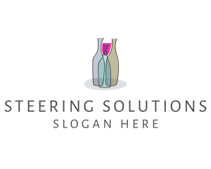 Glass Wine Bottle logo design