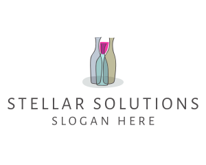 Glass Wine Bottle logo design