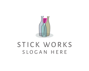 Glass Wine Bottle logo design