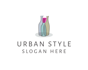 Glass Wine Bottle logo design