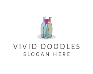 Glass Wine Bottle logo design