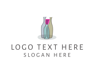 Wine - Glass Wine Bottle logo design