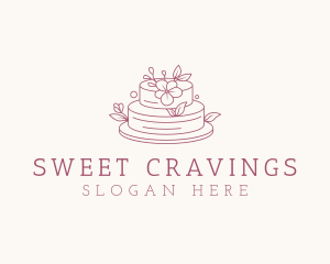 Floral Wedding Cake logo design