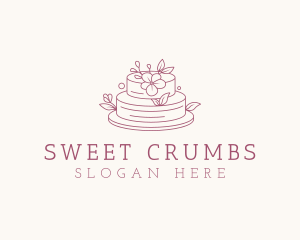 Floral Wedding Cake logo design