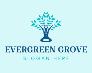 Human Yoga Tree  logo design